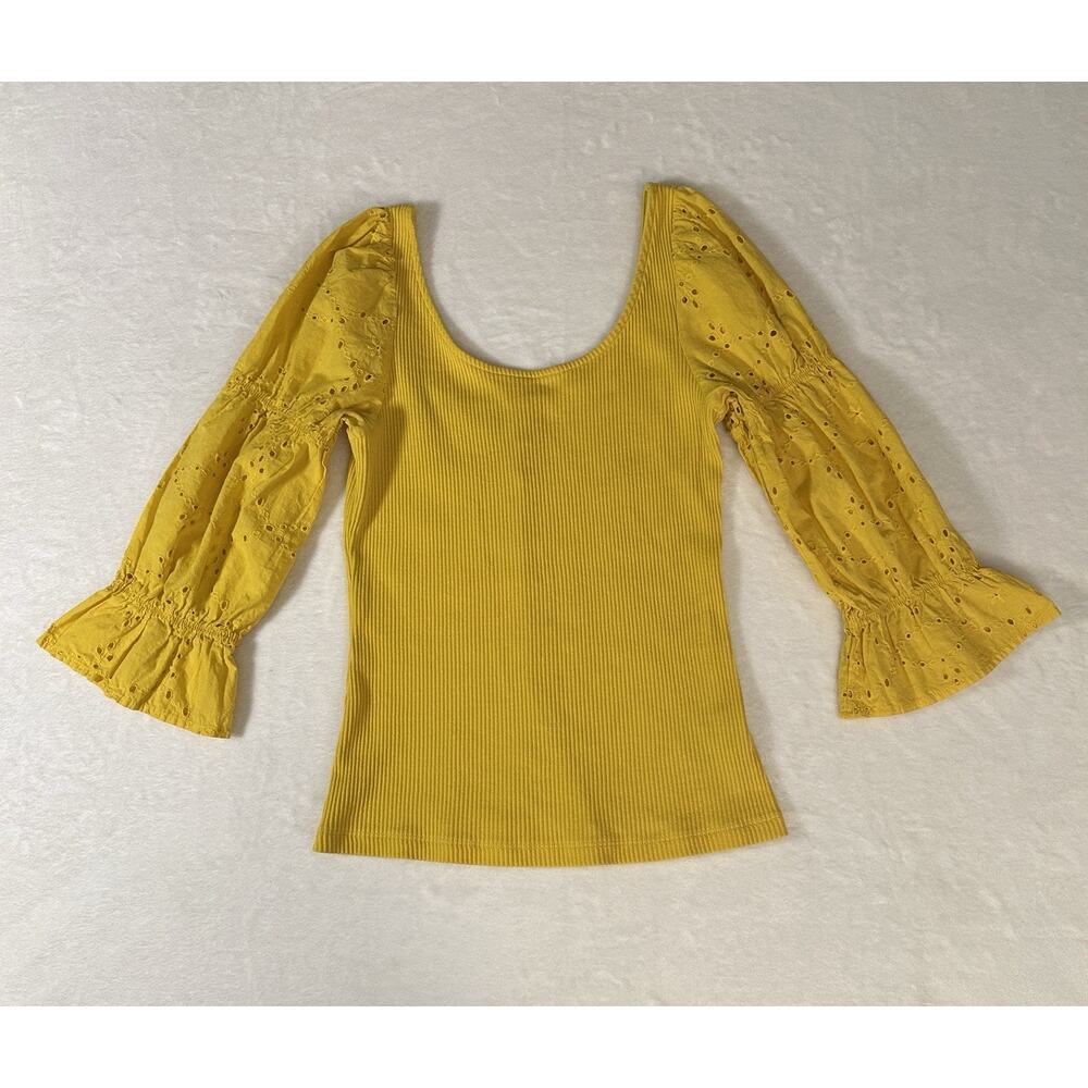 Who Whatwear Top Size S Tiered Eyelet Bell Sleeves Cottage Peasant Balletcore